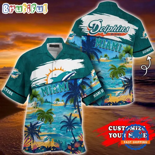 Discover Miami Football Team Dolphinss Palm Tree Hot Summer Hawaiian Shirt Gifts Sport Fa