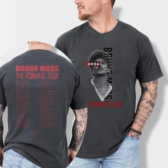 Discover Bruno Mars The Romantic Tour 2026 T-Shirt, Concert Shirt, Music Fan Tee, Unisex Graphic Shirt