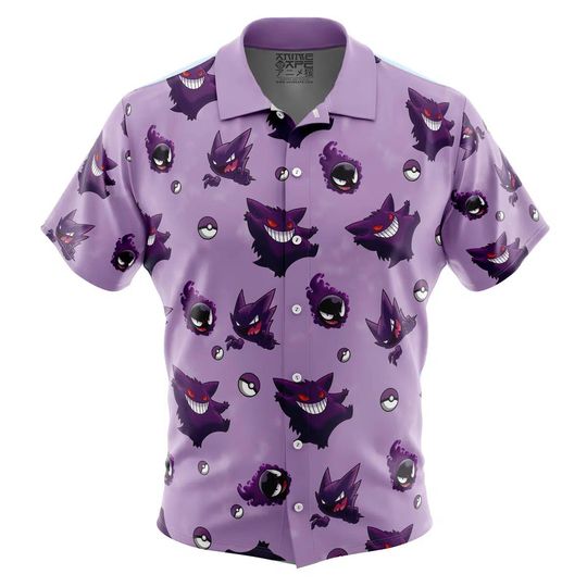 Gengar Pattern PKM Hawaiian Shirt Unisex Tropical Summer Vacation Beachwear