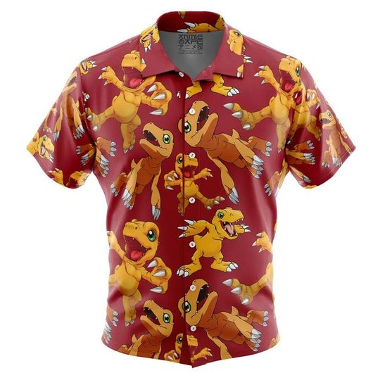 Agumon Digimon Hawaiian Shirt Unisex Tropical Summer Vacation Beach Wear