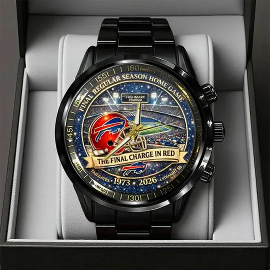 Discover Bills Final Home Game Black Stainless Steel Watch