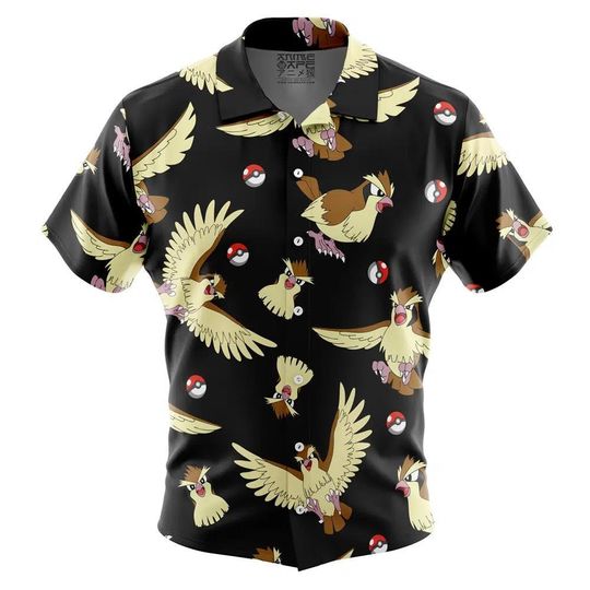 Discover Pidgey Pattern PKM Hawaiian Shirt Men Women Summer Beach Vacation Tropical Casual Button Up