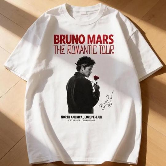 Discover BrunoMars The Romantic Tour 2026 shirt, Concert, Unisex Music T Shirt, Retro Music Shirt, Fan Gift