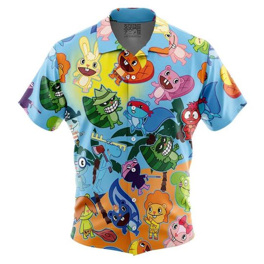 Discover Happy Tree Friends Hawaiian Shirt Tropical Button-Up Summer Beach Vacation Unisex Style