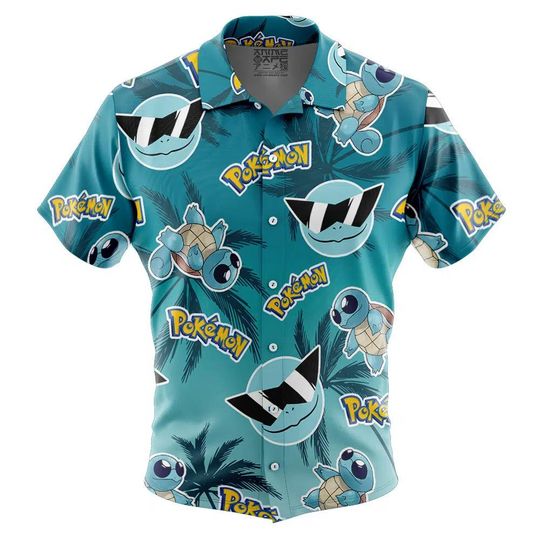 Squirtle Pattern Hawaiian Shirt Unisex Tropical Button-Up Summer Beach Vacation
