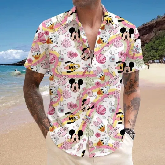 Discover Disney Cute Mickey Mouse And Friends Summer Beach Vacation Aloha Hawaiian Shirt