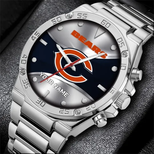 Discover Personalized Chicago Football Bearss Team Gentleman Stainless Steel Watch Gift