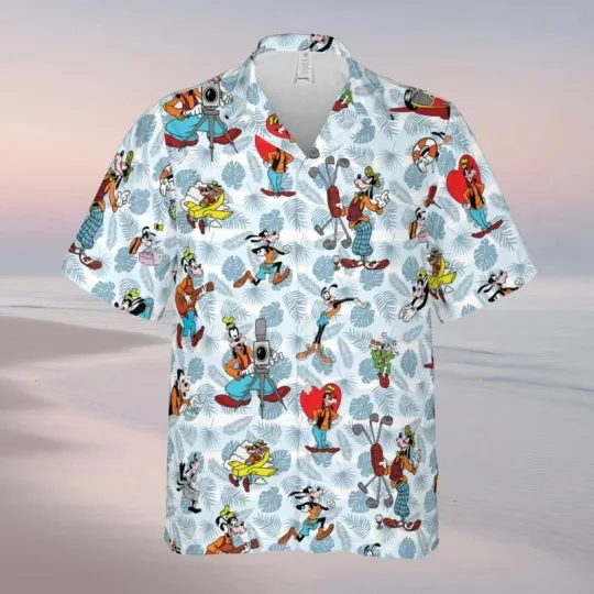 Discover Disney Goofy Be Mine Tropical Leaves Summer Vacation Beach Vibes Hawaiian Shirt