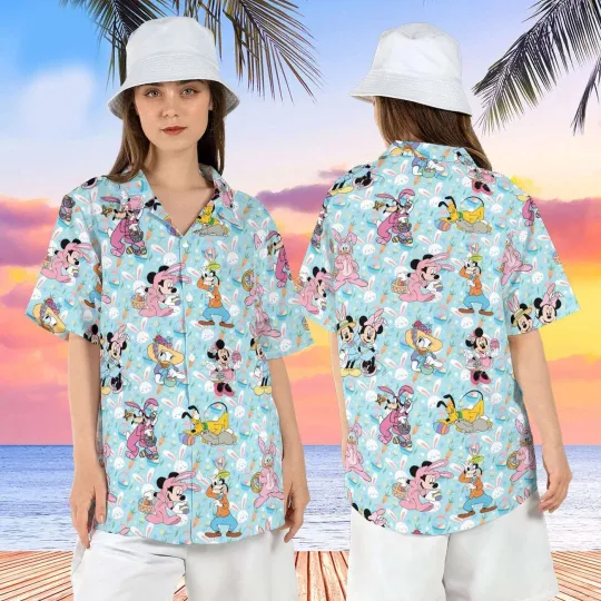 Discover Disney Cute Mickey And Friends Bunnies Rabbit Easter Day Aloha Hawaiian Shirt