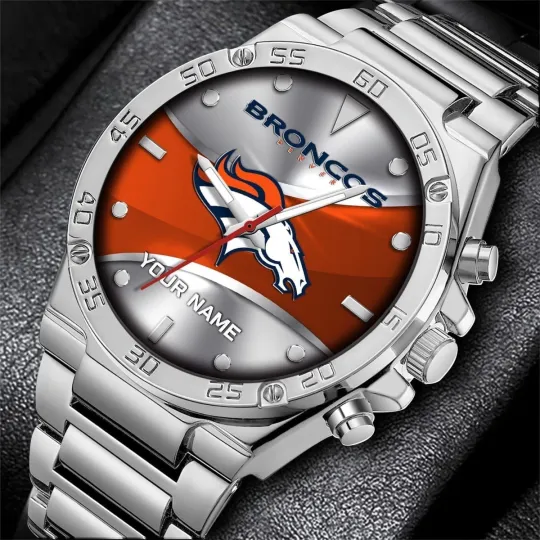 Discover Personalized Denver Football Broncoss Team Gentleman Stainless Steel Watch Gift