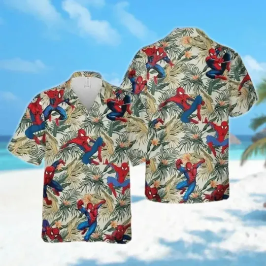 Disney Tropical Spider Man Superhero Summer Trip Peter Parker Hawaiian Shirt