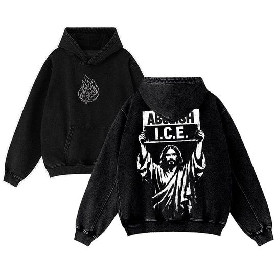 Discover Abolish ICE Washed Hoodie  Jesus-Inspired Activist Streetwear