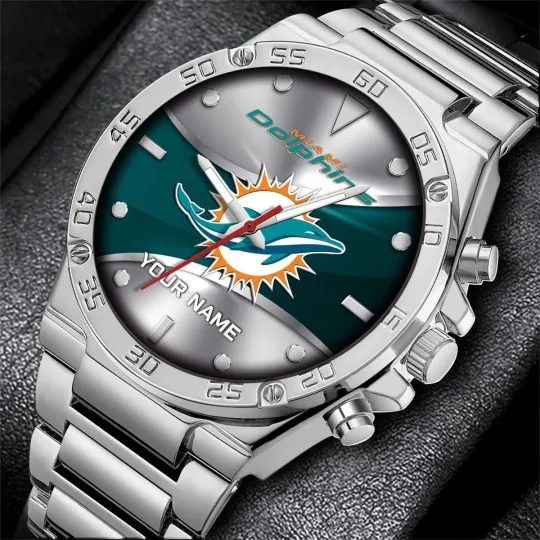 Discover Personalized Miami Football Dolphinss Team Gentleman Stainless Steel Watch Gift