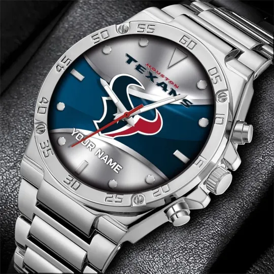 Discover Personalized Houston Football Texanss Team Gentleman Stainless Steel Watch Gift