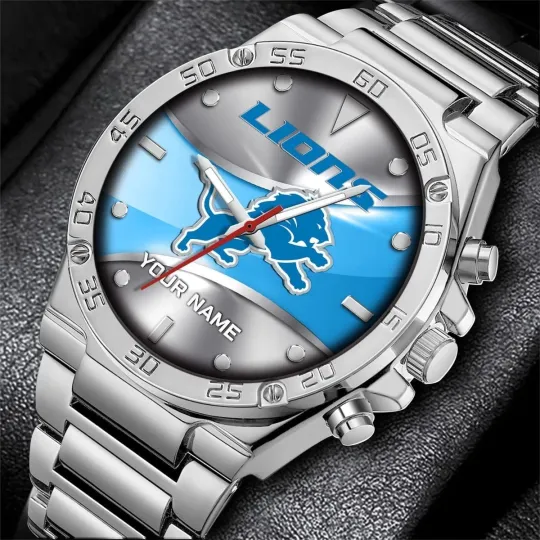 Discover Personalized Detroit Football Lionss Team Gentleman Stainless Steel Watch Gift