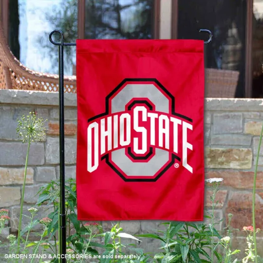 Discover Ohio State University Red Garden Flag and Yard Banner