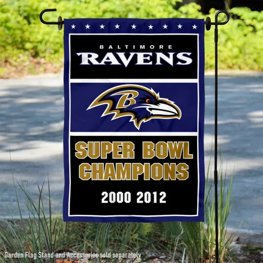 Baltimore Ravens 2 Time Super Bowl Champs Flag Graden Flag