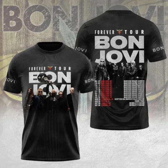 Discover Bon Jovis Forever Tour 2026 3D AOP T-Shirt Unisex Men Women