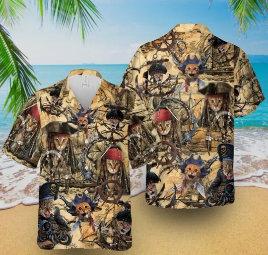 Discover Pirate Cat Hawaiian Shirt for Men and Women