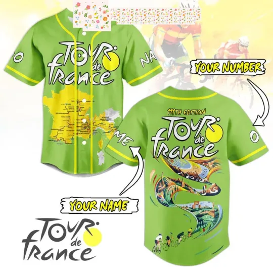 Discover Tour De France 111th Personalized Baseball Jersey