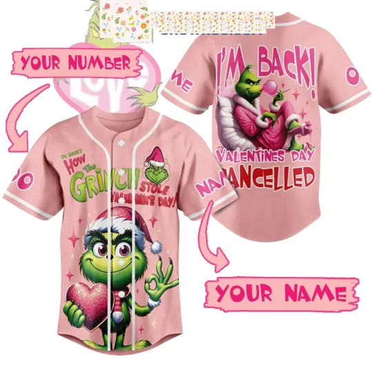 Discover Funny Character Valentine's Day Personalized Baseball Jersey