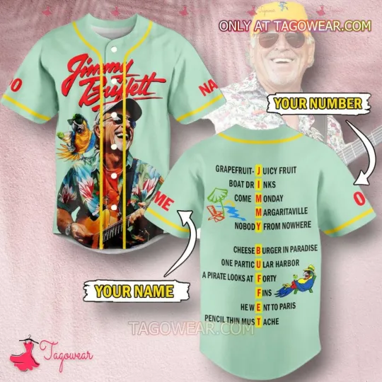 Jimmy Buffett Songs List Personalized Baseball Jersey for Adults and Kids