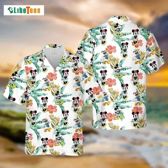 Discover Mickey Minnie Donald Vacation Tropical Hibiscu Hawaiian Shirt Summer Aloha