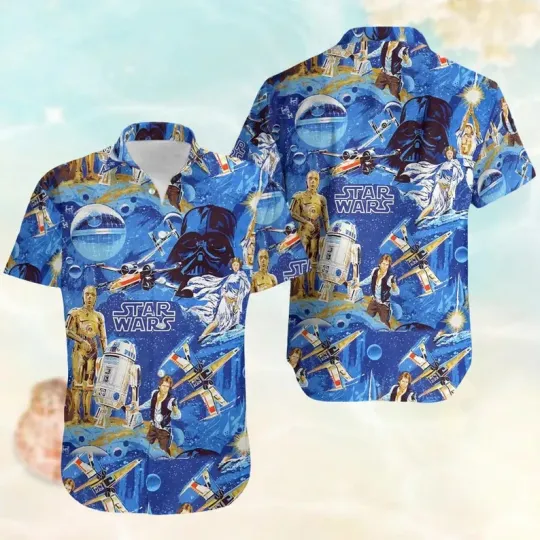 Discover Disney Star Wars Darth Vader Skywalker Beach Galaxy's Edge Aloha Hawaiian Shirt