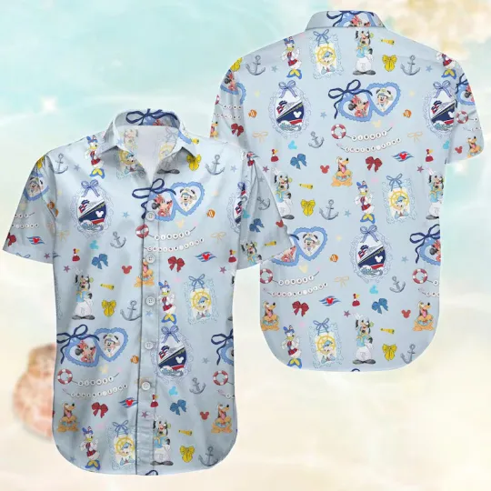 Discover Disney Mickey And Friends Coquette Bows Trip Cruise Aloha Hawaiian Shirt