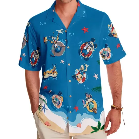 Discover Disney Mickey Mouse & Friends On The Beach Trip Hawaiian Shirt
