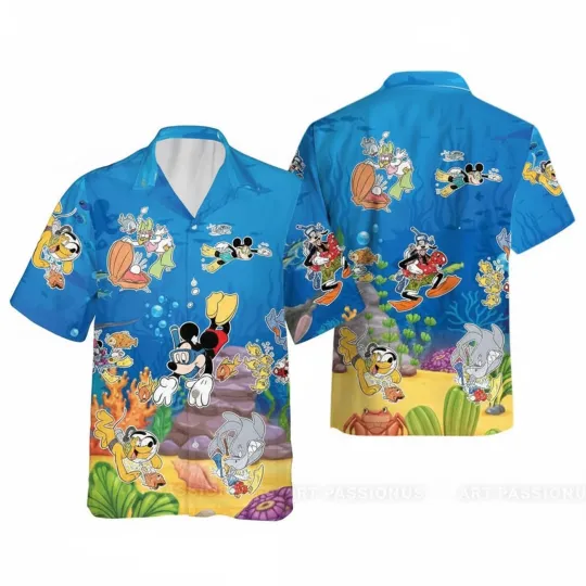 Discover Disney Mickey And Friends Diving In The Ocean Magic Summer Aloha Hawaiian Shirt