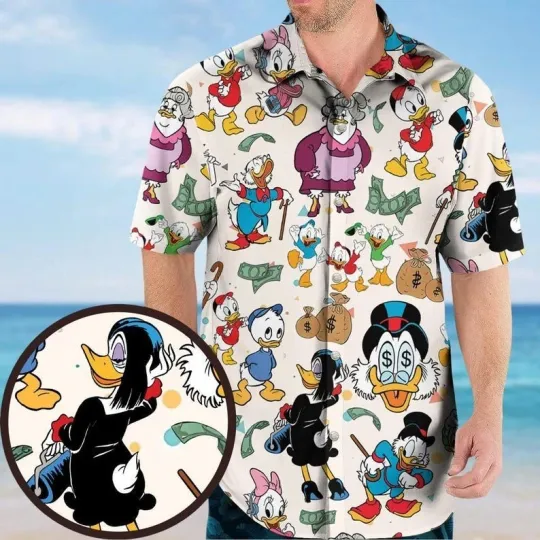 Discover Disney Donald Duck Family Summer Vaction Cartoon Ducks Aloha Hawaiian Shirt