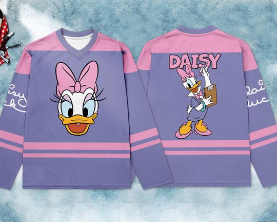 Discover Daisy Duck Classic Big Face Ice Hockey Jersey, Disney Hockey Jersey, Hockey Fan Lover Gift, Hockey Team Outfit
