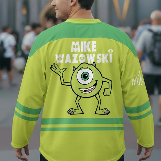 Discover Mike Wazoski Big Face Ice Hockey Jersey, Disney Hockey Jersey, Hockey Fan Lover Gift, Hockey Team Outfit