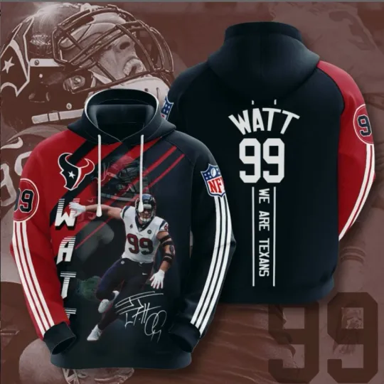 Discover Houston Texans JJ Watt Deep Steel Blue 3D All Over Print