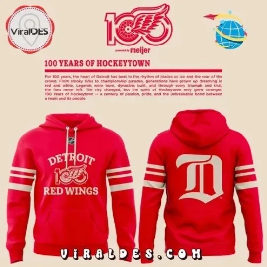 Discover Detroit Red Wing 100 Years Of 3D Hoodie 2025