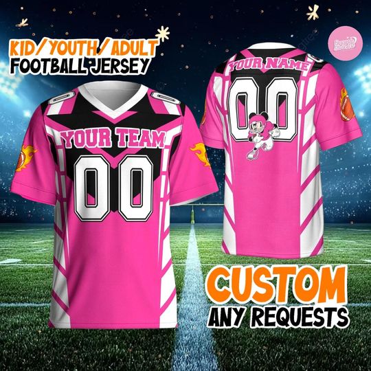 Discover Personalized Pink Mickey Football Jersey, Custom Name Number Disney Fan Shirt, Kids Youth Adult Sports Jersey Gift