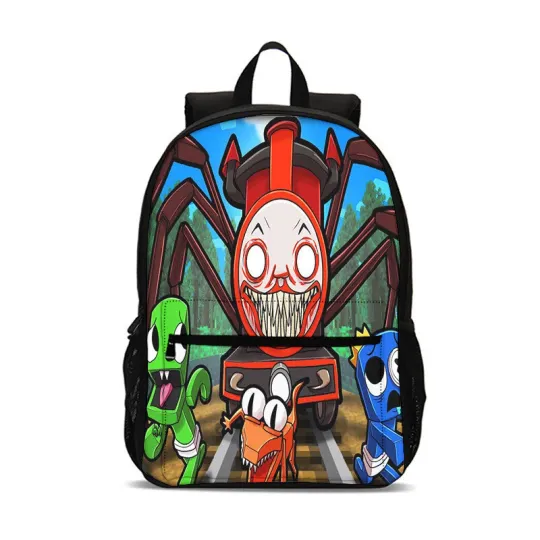 Discover Choo-Choo Charles Cartoon Backpack Print for Boys Girls School Travel 18.5in