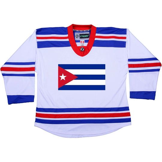 Men's Cuban Flag Logo Ice Hockey Jersey