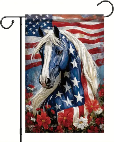 Discover Patriotic 4Th of July Horse Garden Flag 12X18 Inch Double Sided outside Memorial