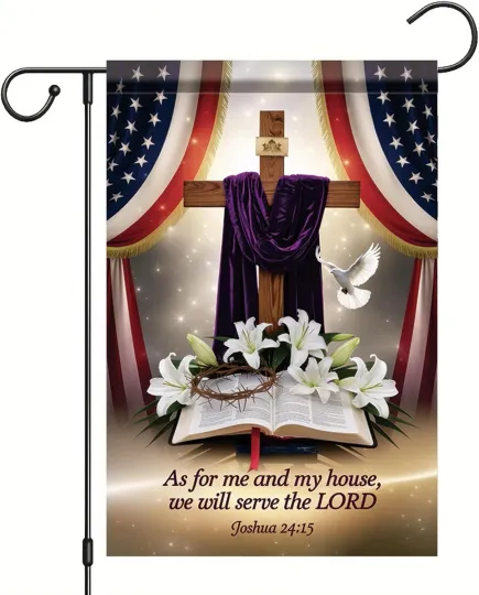 God Bless America 4Th of July Cross Patriotic Garden Flag