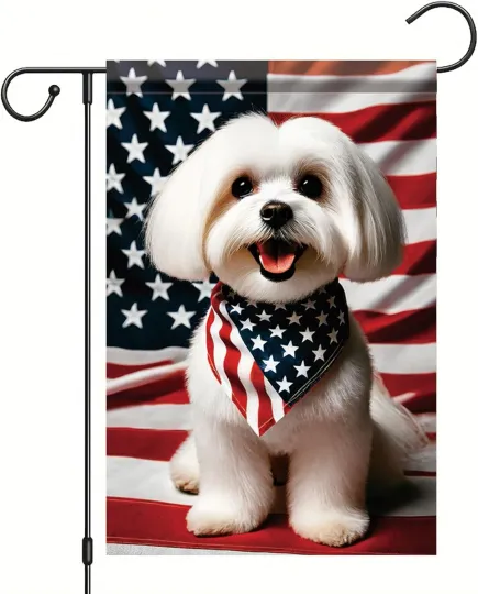 Discover 4Th of July Garden Flag Maltese Dog 12X18 Inch Patriotic American Flag Outdoor B