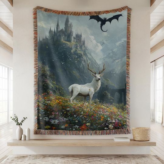 Terrasen Throne of Glass Woven Blanket Abraxos Throne of Glass Merch Sarah J Maas Gifts SJM Merch Booktok Merch Bookstagram TOG Gifts