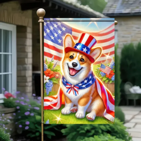 Discover Patriotic 4Th of July Corgi Dog Garden Flag American Flag Welcome Small Yard Fla