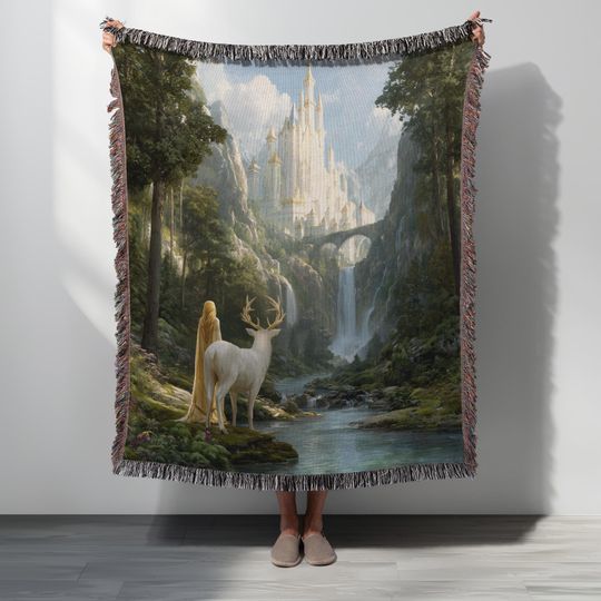 Discover Throne Of Glass Woven Blanket, Terrasen Kingdom Nature Throw, SJM Inspired Romantasy Tapestry