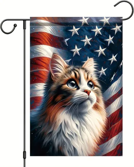 Discover 4Th of July Patriotic Cat Garden Flag for outside 12X18 Inch Double Sided Americ
