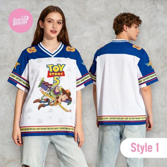 Discover Toy Story Buzz Lightyear Woody Football Jersey, Disney Couple Oversized Sport Shirt, Unisex Fan Tee