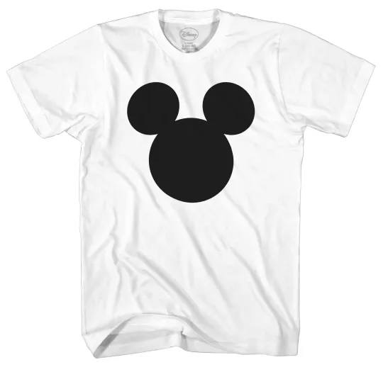 Discover Disney Mickey Mouse Head Silhouette Men's White T-Shirt