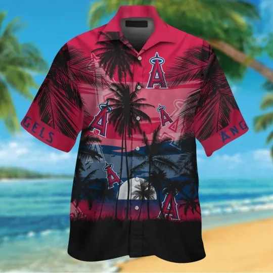 Discover Los Angeles Baseball Short Sleeve Button Up Tropical Shirt Hawaiian Shirt