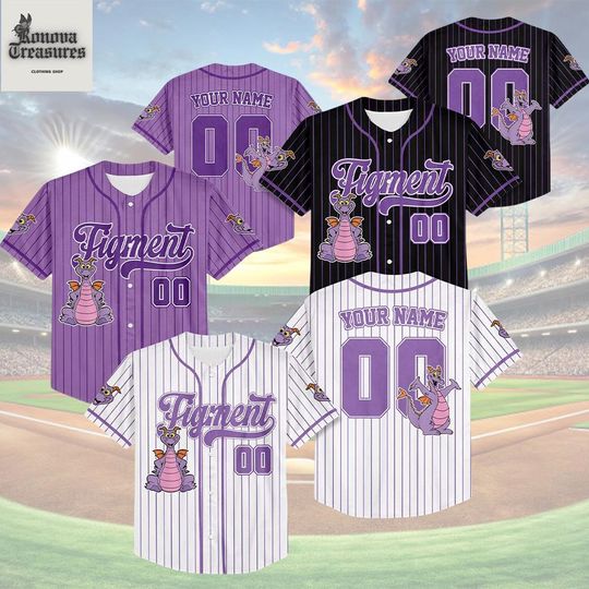 Discover Personalized Figment Baseball Jersey, Custom Epcot Figment Collection Shirt, Disney Dragon Jersey, Gift for Disney Parks Fans